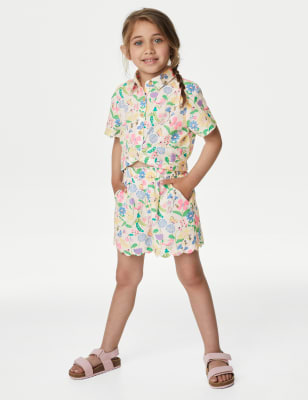 

M&S Collection Outfit aus Oberteil und Hose aus reiner Baumwolle mit Blumenmuster (2-8 J.) - Multi, Multi