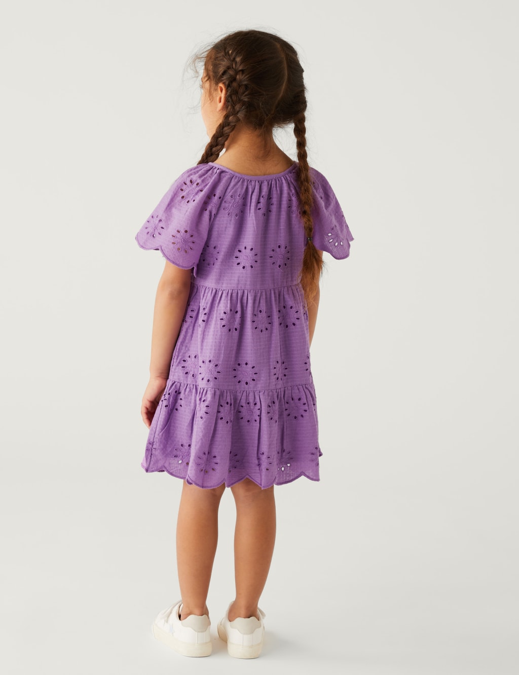 Pure Cotton Broderie Dress (2-8 Yrs) image 3