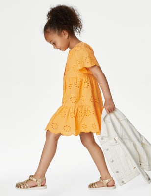 Pure Cotton Broderie Dress (2-8 Yrs)