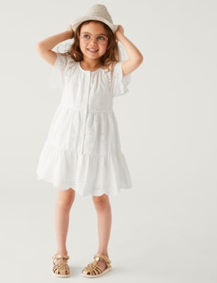 

Girls M&S Collection Pure Cotton Broderie Dress (2-8 Yrs) - White, White