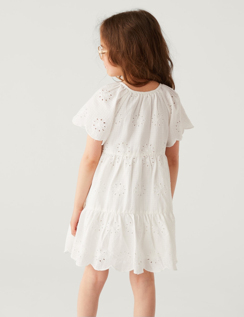 Pure Cotton Broderie Dress (2-8 Yrs) image 3