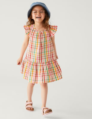 

Girls M&S Collection Pure Cotton Checked Dress (2-8 Yrs) - Multi, Multi