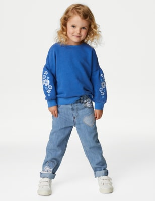 

Girls M&S Collection Mom Denim Patchwork Jeans (2-8 Yrs), Denim