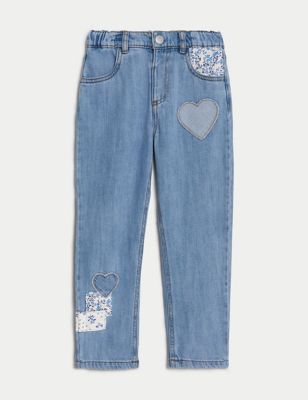 Mom Denim Patchwork Jeans (2-8 Yrs)