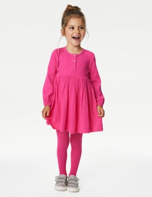 

M&S Collection Conjunto de mallas y vestido de algodón (2-8 años) - Pink, Pink