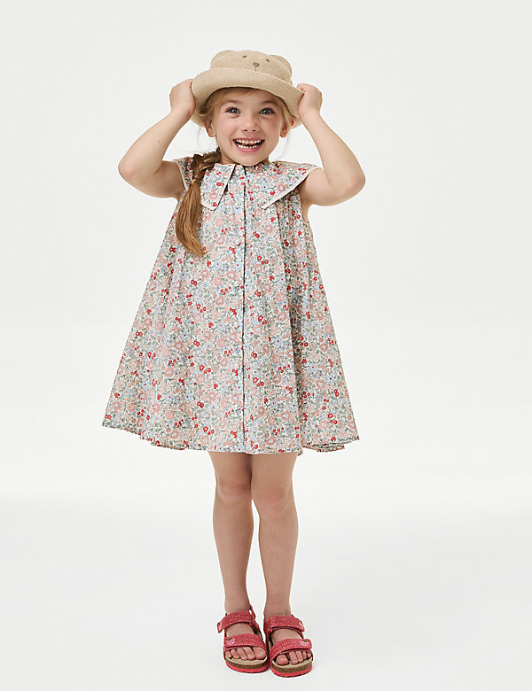Pure Cotton Floral Dress (2-8 Yrs) - BE