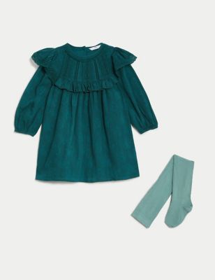 2pc Cotton Rich Dress & Tights Outfit (2-8 Yrs)