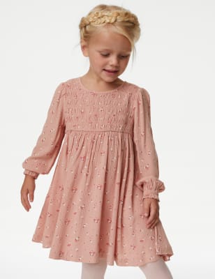 

Girls M&S Collection 2pc Floral Shirred Dress & Tights Outfit (2-8 Yrs) - Pink, Pink