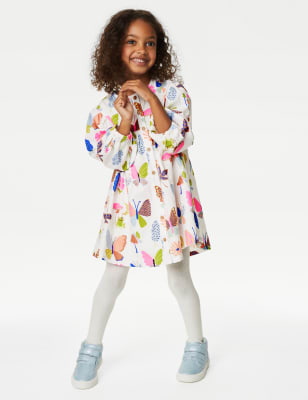 Cotton Rich Floral Dress & Tights Outfit (2-8 Yrs)