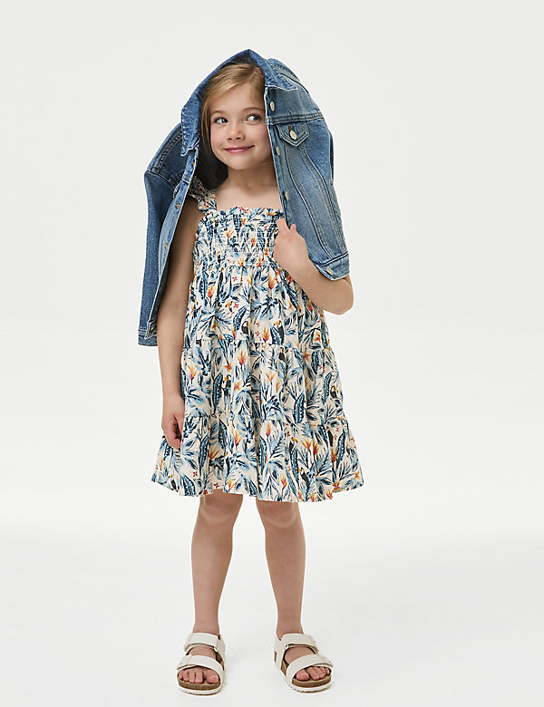 Pure Cotton Floral Dress (2-8 Yrs) - VN