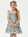 Zuiver katoenen jurk met bloemmotief (2-8 jaar)