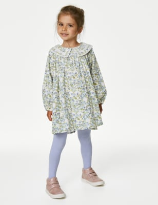 Cotton Rich Dress with Tights (2-8 Yrs)