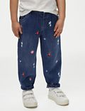 Τζιν παντελόνι με κεντητό σχέδιο και μπατζάκια που στενεύουν προς τα κάτω (2-8 ετών)