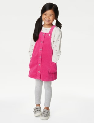

M&S Collection Conjunto de 2 piezas de algodón con pichi y diseño arcoíris (2-8 años) - Bright Pink, Bright Pink