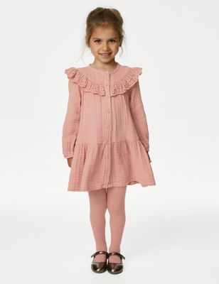 

Girls M&S Collection 2pc Cotton Rich Broderie Outfit (2-8 Yrs) - Pink, Pink