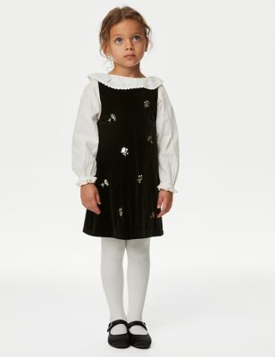 

Girls M&S Collection 2pc Cotton Rich Sequin Pinafore Outfit (2-8 Yrs) - Black Mix, Black Mix