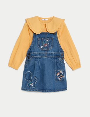 2pc Pure Cotton Squirrel Pinafore Outfit (2-8 Yrs)