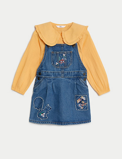 2pc Pure Cotton Squirrel Pinafore Outfit (2-8 Yrs)