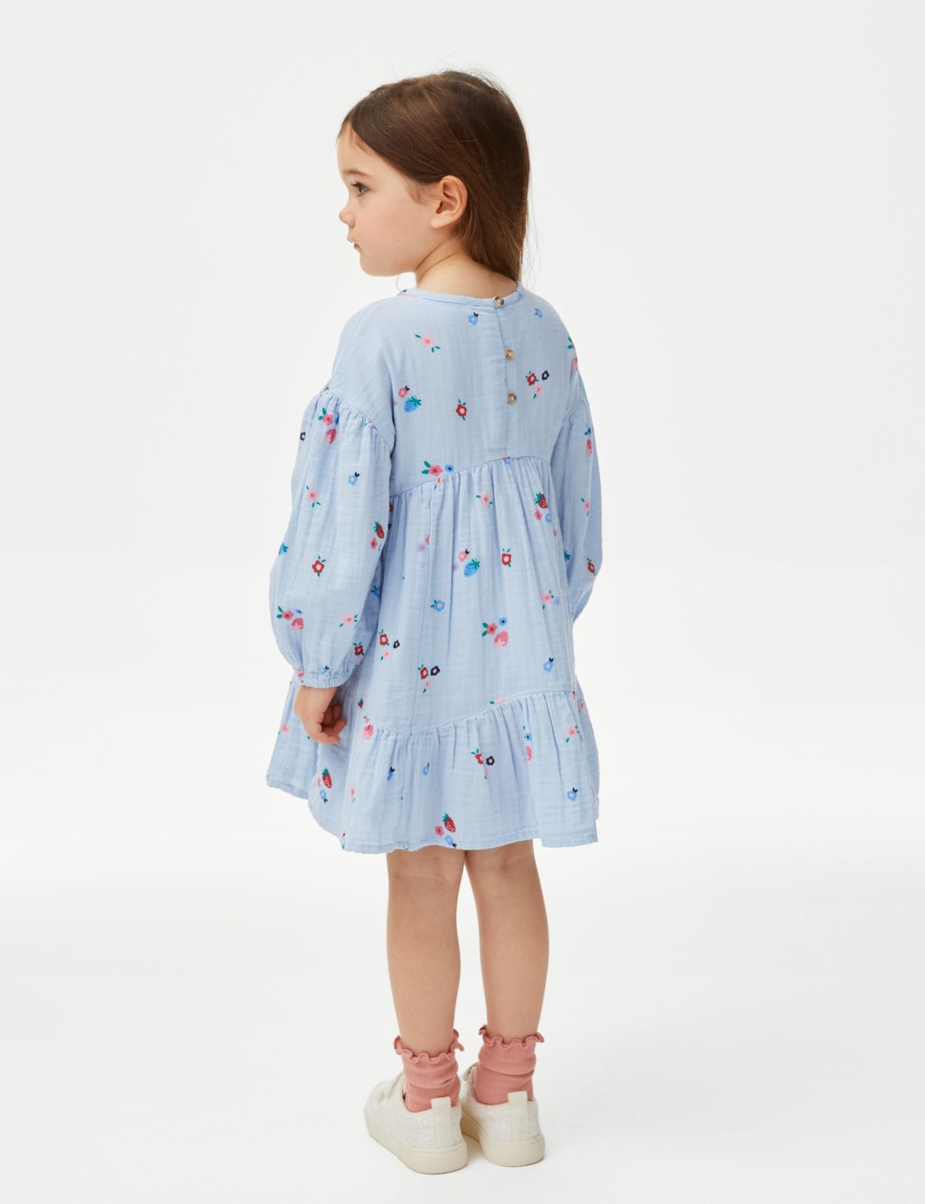 Pure Cotton Floral Tiered Dress (2-8 Yrs) image 4