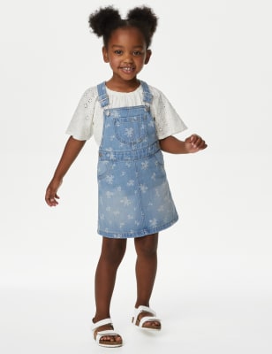 

Girls M&S Collection Denim Floral Pinafore Outfit (2-8 Yrs), Denim