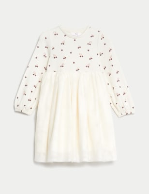 Cherry Print Glitter Tulle Dress (2-8 Yrs)