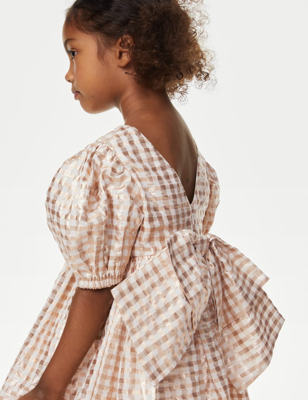Cotton Blend Sparkly Checked Dress (2-8 Yrs) image 3