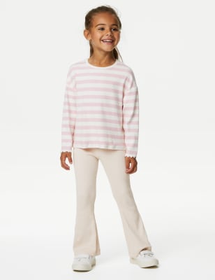 

M&S Collection Leggings de algodón acanalados y acampanados (2-8 años) - Neutral, Neutral