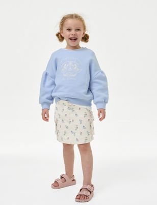 M&S Girl's Mini Pure Cotton Printed Skirt (2-8 Yrs) - 3-4 Y - Ecru, Ecru