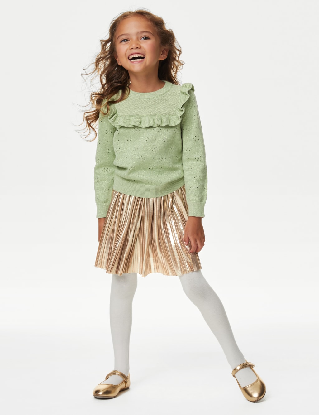 Plisse Metallic Skirt (2-8 Yrs) image 1
