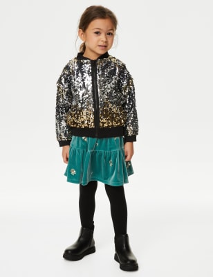 

Girls M&S Collection Velvet Sequin Embellished Skirt (2-8 Yrs) - Green, Green