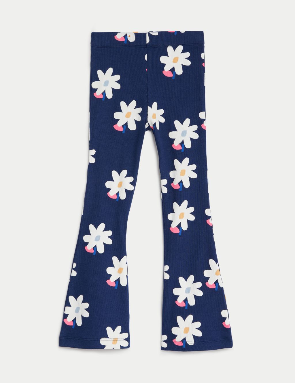 Cotton Rich Floral Ribbed Flared Leggings (2-8 Yrs) image 2