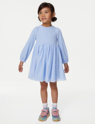 

M&S Collection Vestido de algodón de tul con brillos (2-8 años) - Blue, Blue