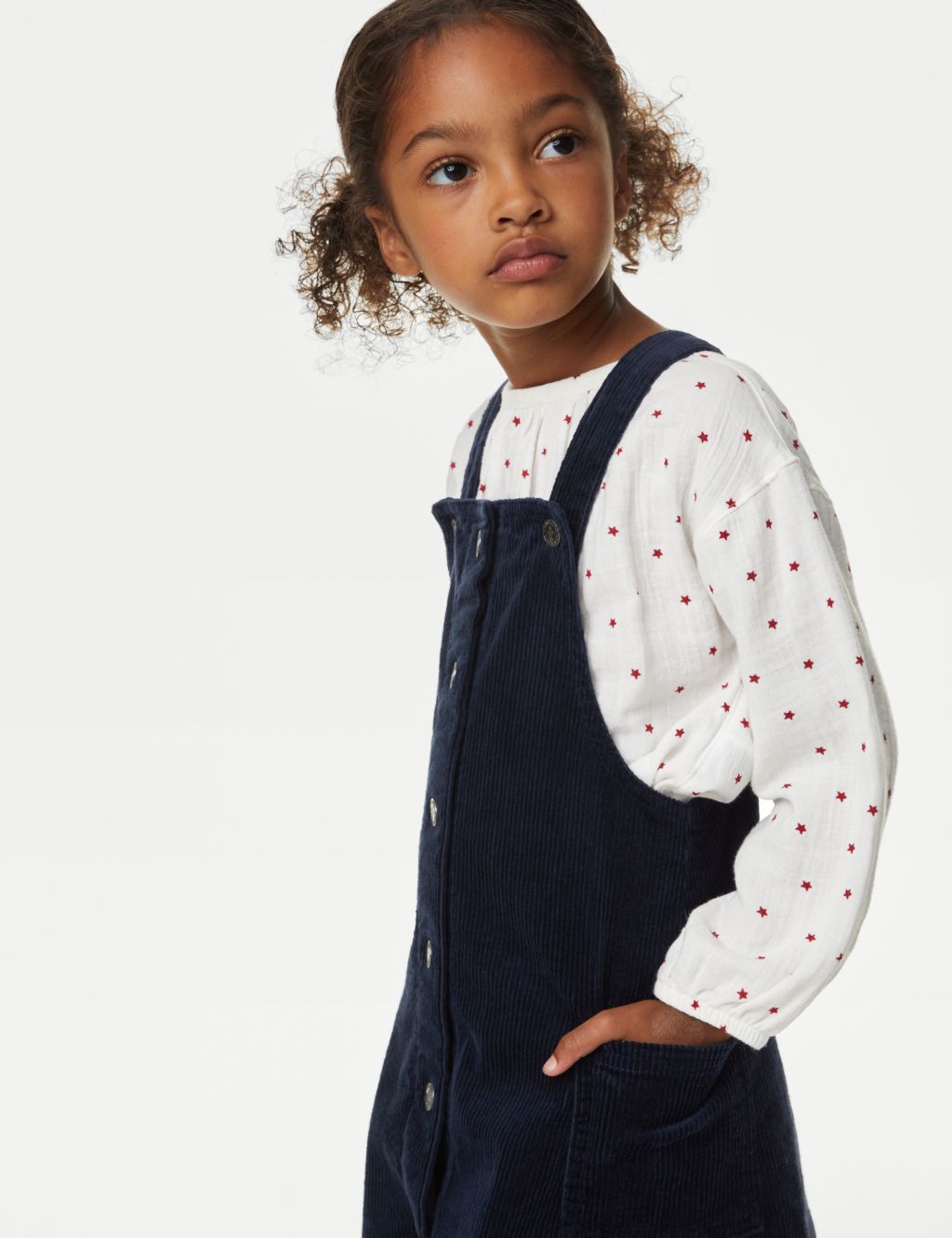 2pc Cotton Rich Cord Star Pinafore Outfit (2-8 Yrs) image 3