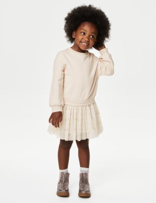 

Girls M&S Collection Cotton Rich Tulle Sweatshirt Dress (2-8 Yrs) - Calico, Calico