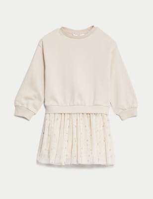 Cotton Rich Tulle Sweatshirt Dress (2-8 Yrs)
