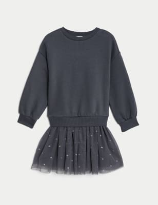 Cotton Rich Tulle Sweatshirt Dress (2-8 Yrs)
