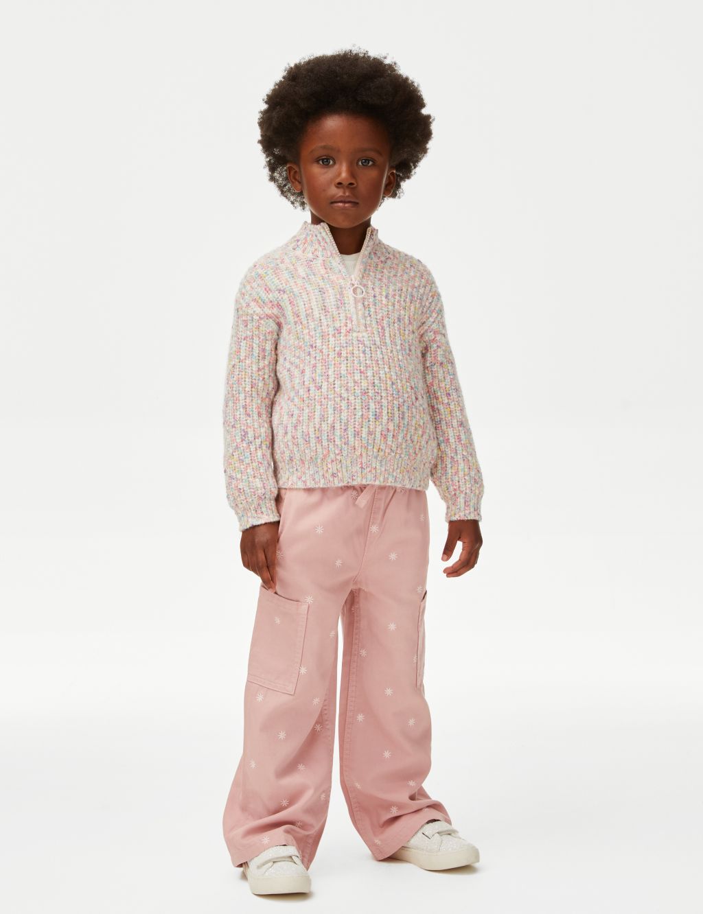 Cotton Blend Floral Cargo Trousers (2-8 Yrs) image 1