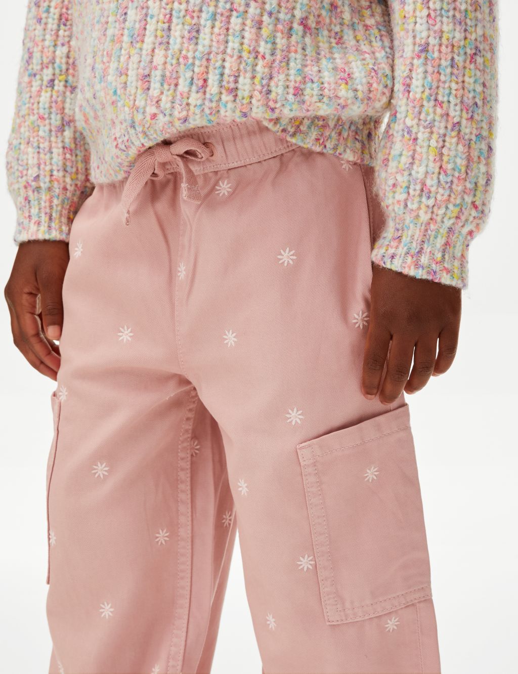 Cotton Blend Floral Cargo Trousers (2-8 Yrs) image 3