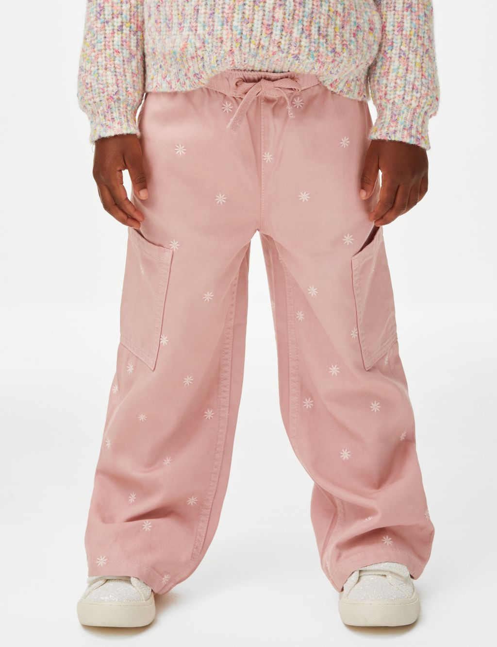 Cotton Blend Floral Cargo Trousers (2-8 Yrs) image 4