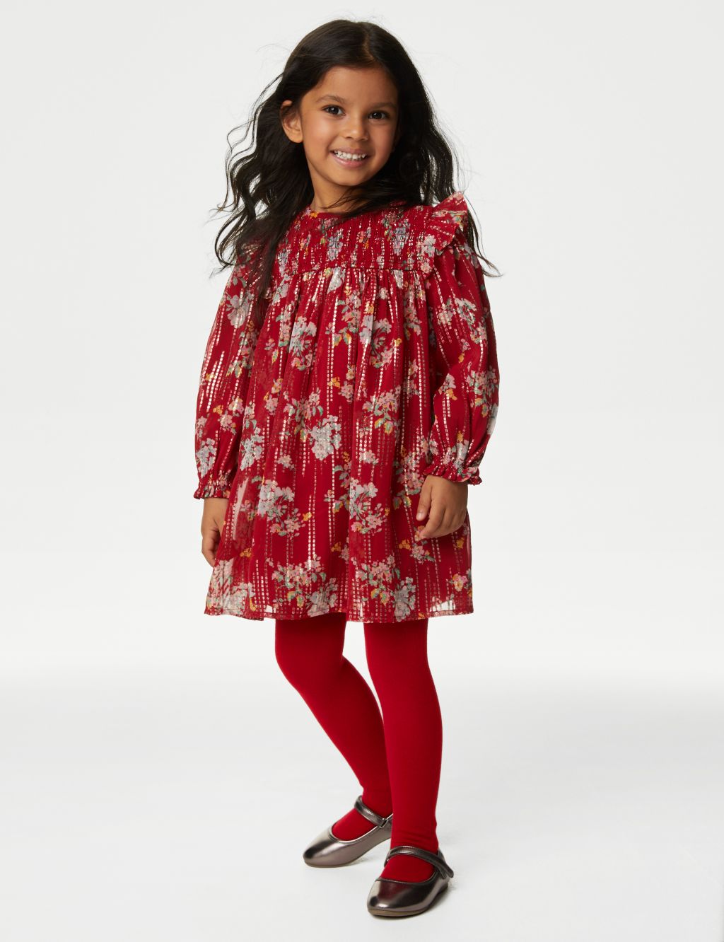 2pc Floral Dress with Tights (2-8 Yrs) image 3