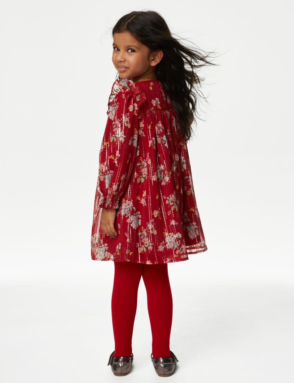 2pc Floral Dress with Tights (2-8 Yrs) image 4