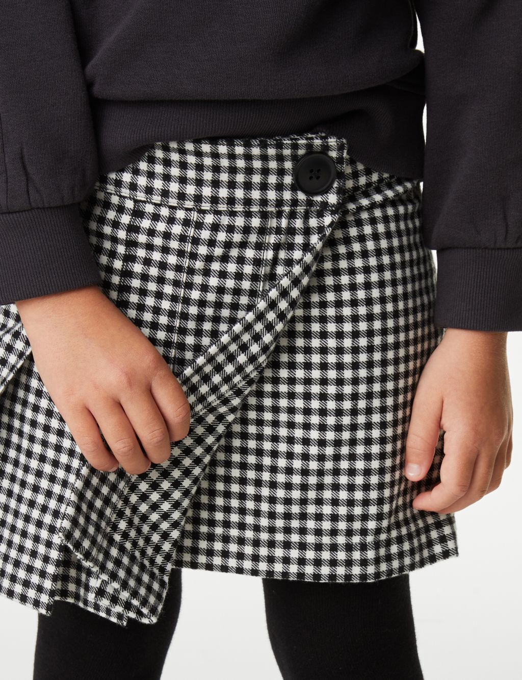 Cotton Rich Gingham Skirt with Tights (2-8 Yrs) image 3