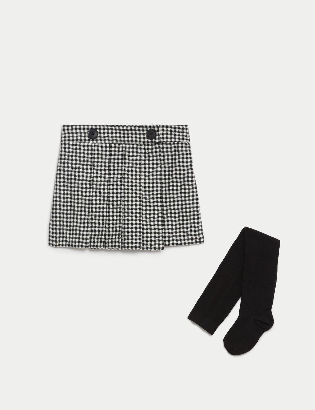 Cotton Rich Gingham Skirt with Tights (2-8 Yrs) image 2