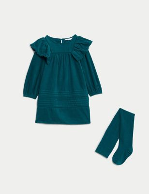 Cotton Rich Dress with Tights (2-8 Yrs)