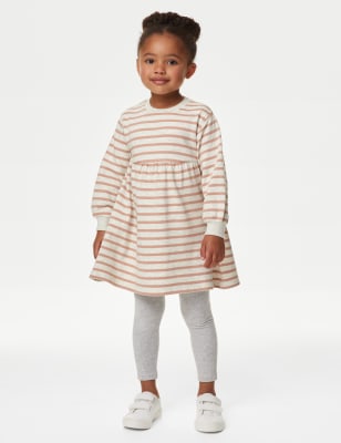 

Girls M&S Collection Cotton Rich Striped Dress (2-8 Yrs) - Neutral, Neutral