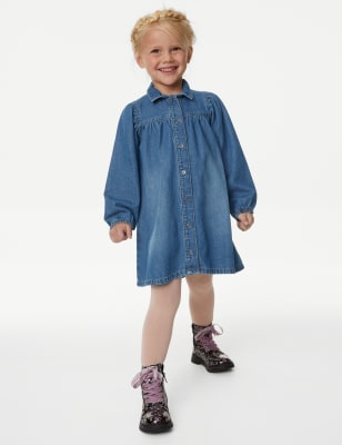 Denim dress outlet with tights