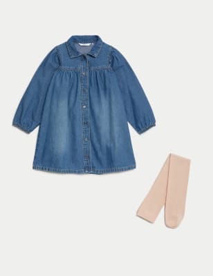 2pc Denim Dress & Tights Outfit (2-8 Yrs)
