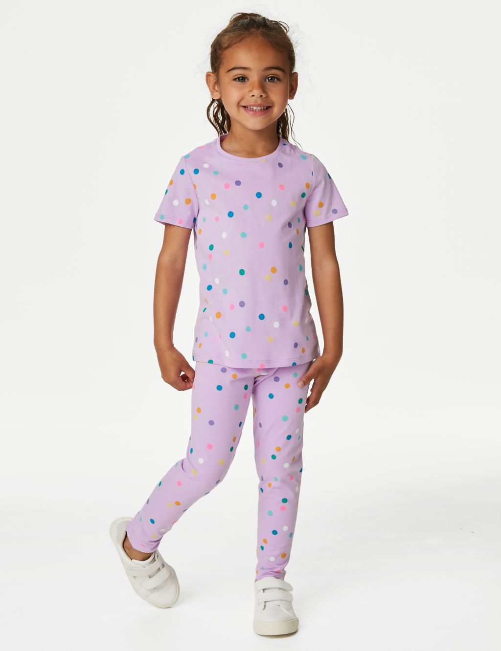 Cotton Rich Spotted Top & Bottom Outfit (2-8 Yrs) image 1