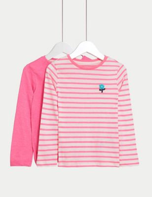 

Girls M&S Collection 2pk Cotton Rich Patterned Tops (2-8 Yrs) - Pink Mix, Pink Mix