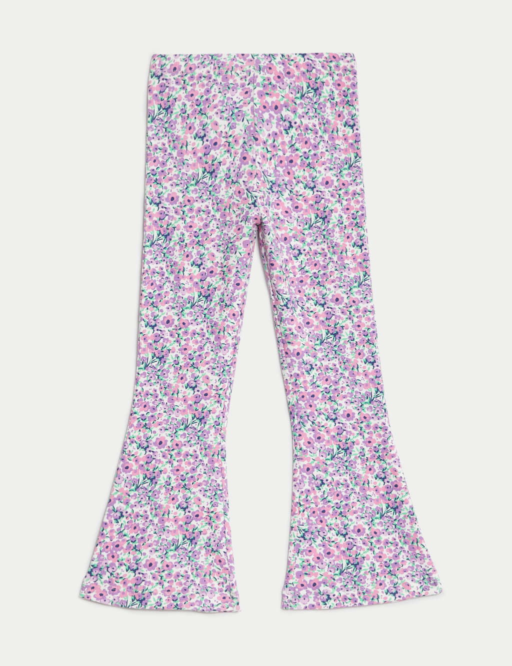 Cotton Rich Floral Ribbed Flared Leggings (2-8 Yrs) image 2